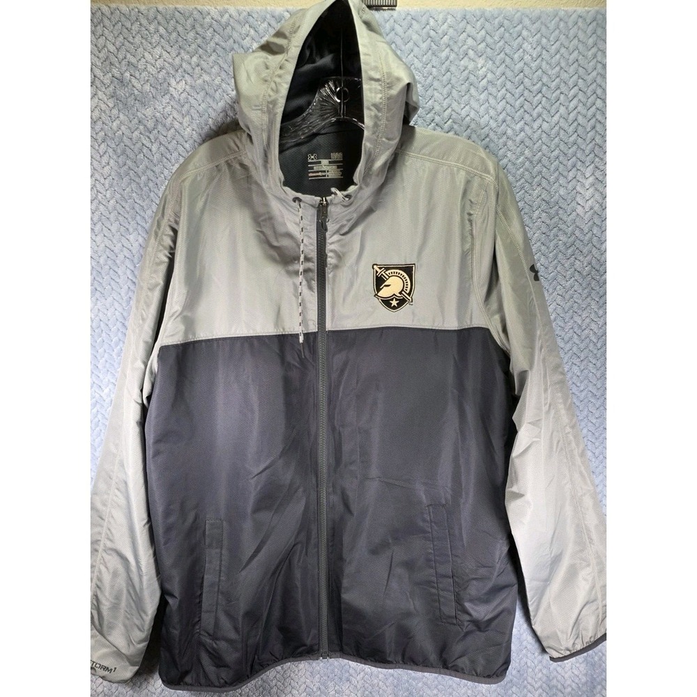 Under Armour Storm1 Army Black Knights Windbreaker Jacket Grey Mens‎ LG Loose